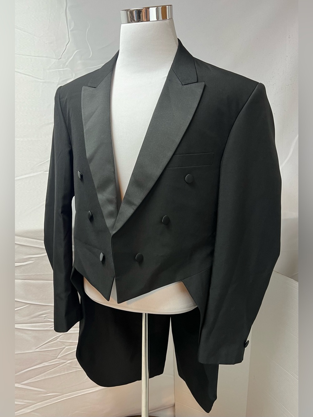 First Nighter Vintage Men's 44R Black Tuxedo Tailcoat Double Breasted Jacket - Picture 3 of 7